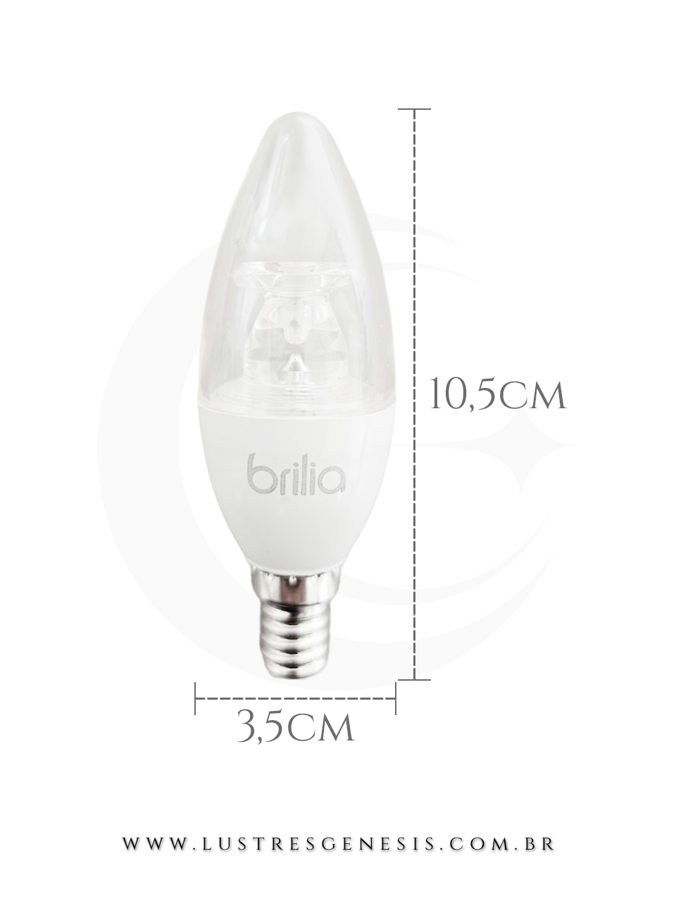 Luminaria LED Vela Lisa E14 Transparente 3W Branco Quente 3000K Ideal Para Lustre Pendente Sala Quarto Cabeceira Corredor Lavabo